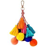 Toyvian Pom Pom Borla Llavero borlas Encanto Bohemio Llavero Bolsos Colgante Llavero Anillos